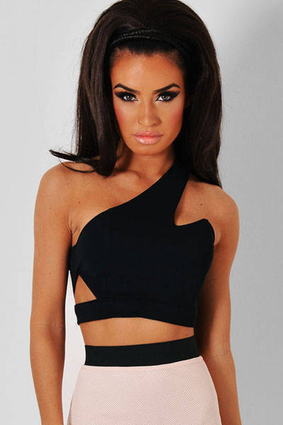 BEAUTIFUL BLACK ASSYMETRIC DESIGN CROP TOP