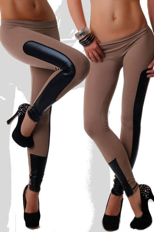 LOVELY LEATHER LOOK TRIM LEGGINGS