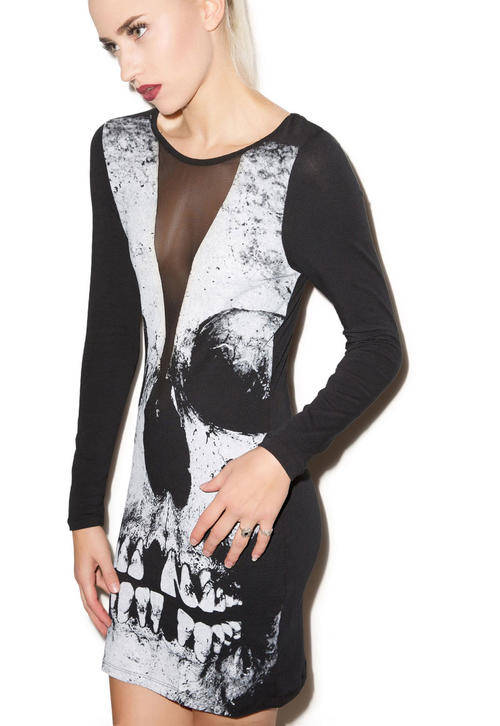 TRENDY SKULL PRINT CLUB DRESS