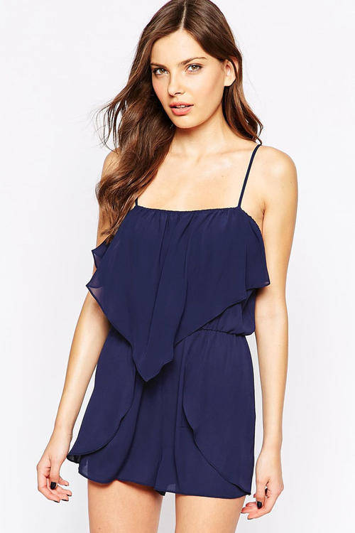 PRETTY RUFFLED DETAIL PLAYSUIT