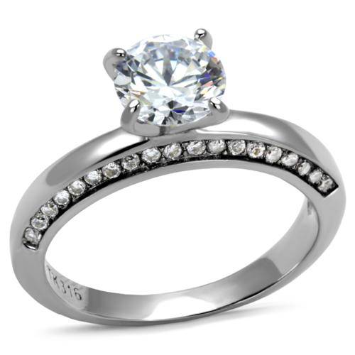 BEAUTIFUL 18K WHITE GOLD PLATED SIMULATED DIAMOND ENGAGEMENT RING
