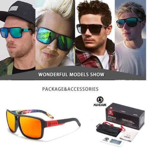 KDEAM KD520 Square Style Polarized Sunglasses - Black and Red. Local Stock