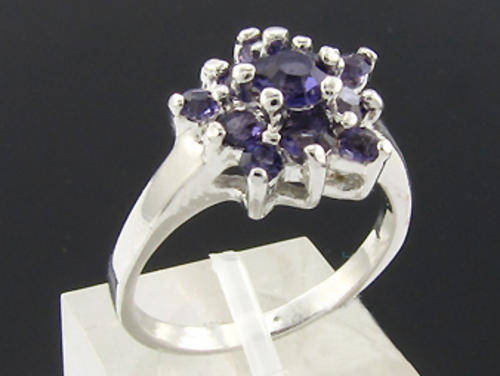 Simulated Amethyst 18K White Gold Plated Ring