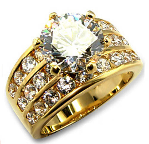 Simulated Diamond 18K Yellow Gold Plated Ring
