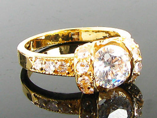 Simulated Diamond 18K Yellow Gold Plated Ring