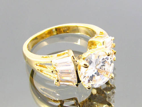 Simulated Diamond 18K Yellow Gold Plated Ring - NO COMBINED POSTAGE