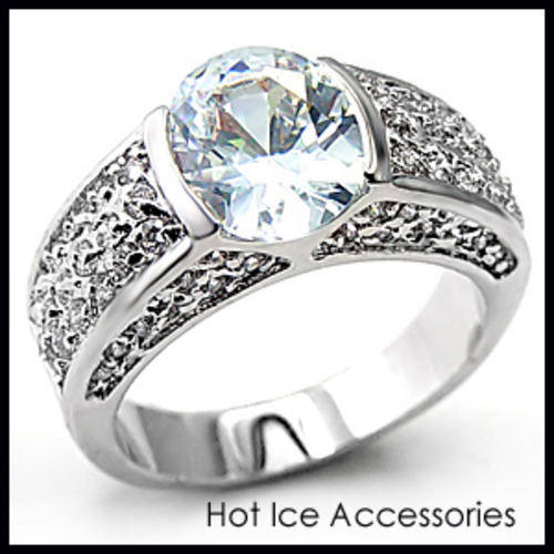Simulated Diamond 18K White Gold Plated Ring