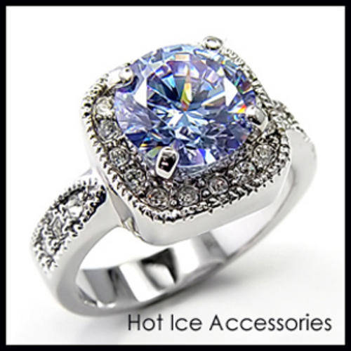 Simulated Amethyst 18K White Gold Plated Ring - NO COMBINED POSTAGE