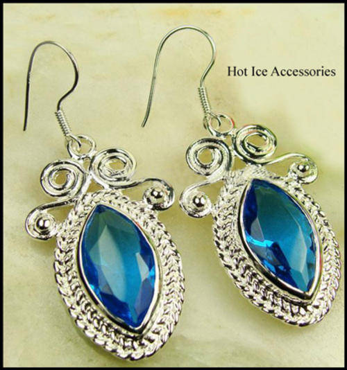 GENUINE STERLING SILVER SWISS TOPAZ GEMSTONE EARRINGS - NO COMBINED POSTAGE