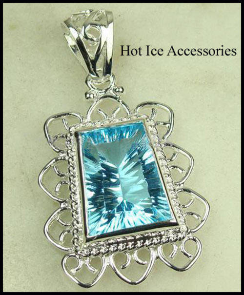 STERLING SILVER GENUINE BLUE TOPAZ PENDANT - NO COMBINED POSTAGE