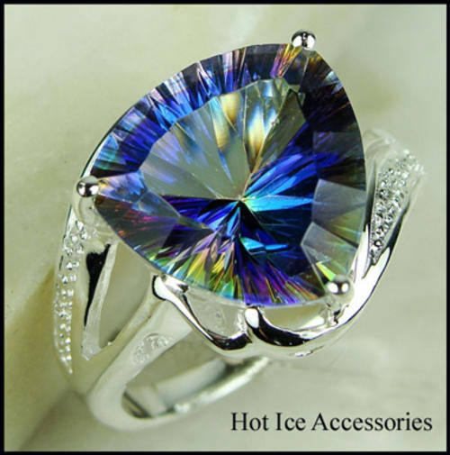STERLING SILVER MYSTIC TOPAZ GEMSTONE RING - NO COMBINED POSTAGE