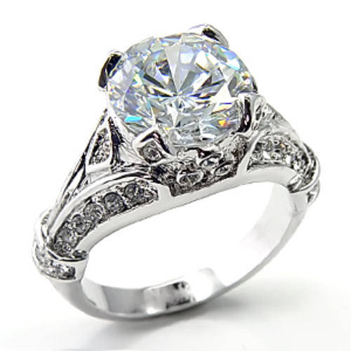 **INTERNATIONAL POSTAGE** SIMULATED DIAMOND 18K WHITE GOLD PLATED RING