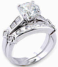 **INTERNATIONAL POSTAGE** SIMULATED DIAMOND 18K WHITE GOLD PLATED WEDDING RING SET