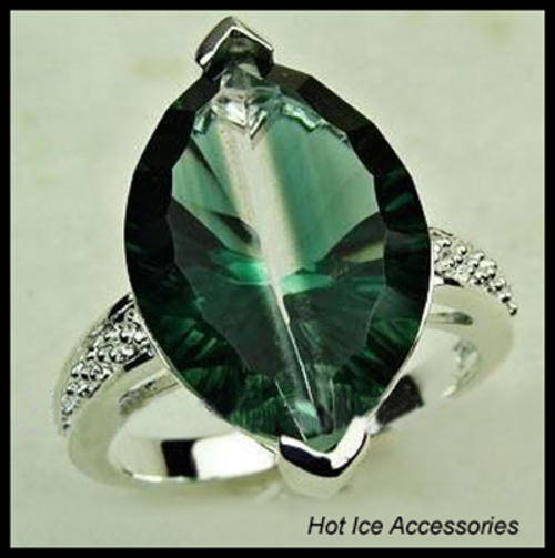 **INTERNATIONAL SHIPPING** STERLING SILVER SIMULATED MYSTIC TOPAZ RING