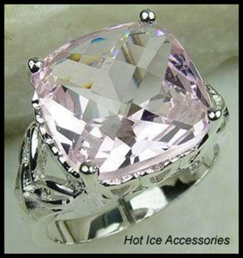 **INTERNATIONAL SHIPPING** STERLING SILVER HALLMARKED SIMULATED PINK TOPAZ RING*NO COMBINED POSTAGE