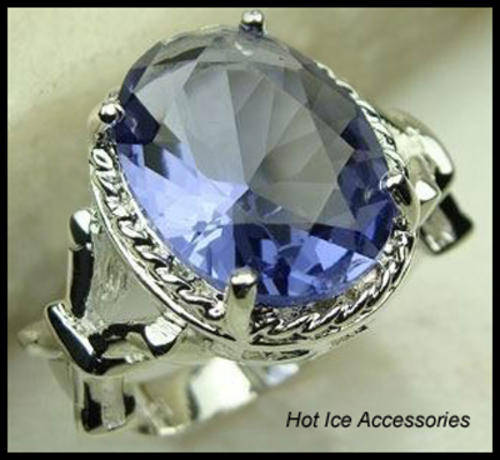 **INTERNATIONAL SHIPPING** STERLING SILVER HALLMARKED SIMULATED LIGHT AMETHYST RING