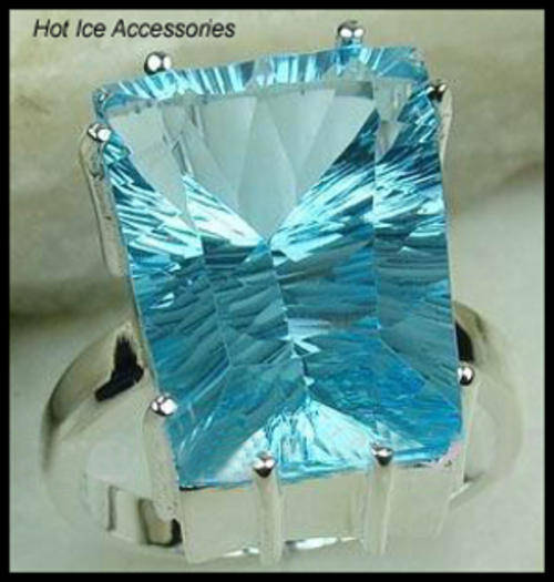 **INTERNATIONAL SHIPPING** STERLING SILVER HALLMARKED SIMULATED BLUE TOPAZ RING*NO COMBINED POSTAGE