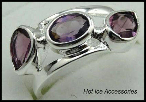 **INTERNATIONAL SHIPPING** STERLING SILVER SIMULATED AMETHYST RING*NO COMBINED SHIPPING