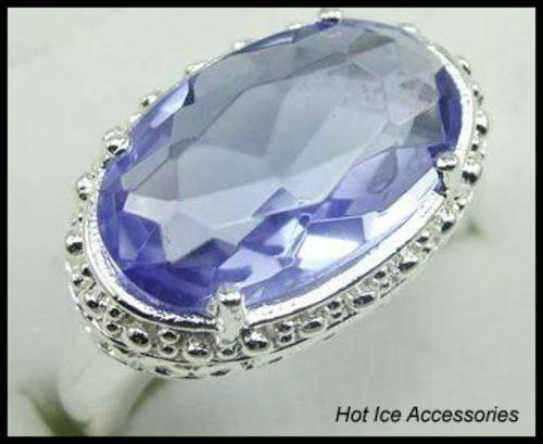 **INTERNATIONAL SHIPPING** STERLING SILVER  SIMULATED LIGHT AMETHYST RING*NO COMBINED POSTAGE