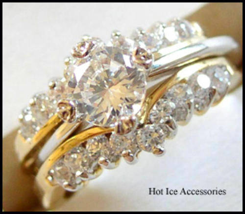 **INTERNATIONAL POSTAGE** SIMULATED DIAMOND 18K GOLD PLATED WEDDING RING** NO COMBINED POSTAGE