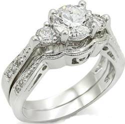 **INTERNATIONAL POSTAGE** SIMULATED DIAMOND 18K WHITE GOLD PLATED WEDDING RING SET