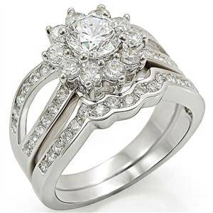 **INTERNATIONAL POSTAGE** SIMULATED DIAMOND 18K WHITE GOLD PLATED WEDDING RING SET