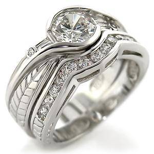 **INTERNATIONAL POSTAGE** SIMULATED DIAMOND 18K WHITE GOLD PLATED WEDDING RING SET