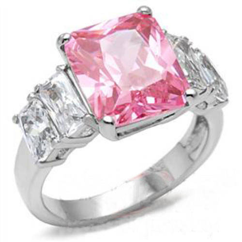 **INTERNATIONAL POSTAGE** 18K WHITE GOLD PLATED SIMULATED PINK TOPAZ RING