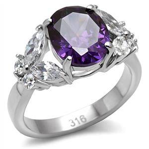**INTERNATIONAL POSTAGE**STAINLESS STEEL SIMULATED AMETHYST RING