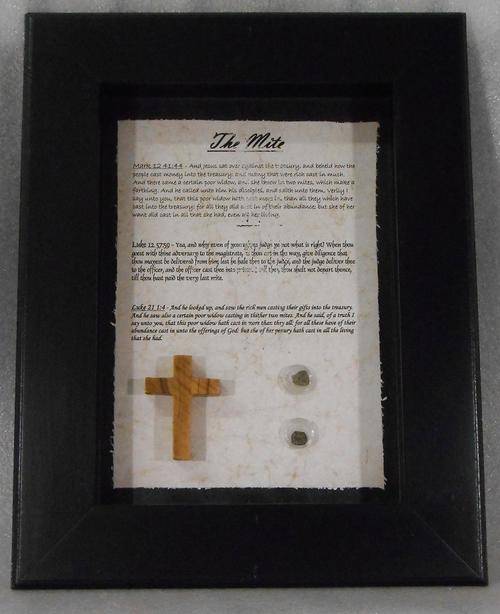 FRAMED ancient Jewish coins, "Widow Mite" bronze prutah over 2000 years old