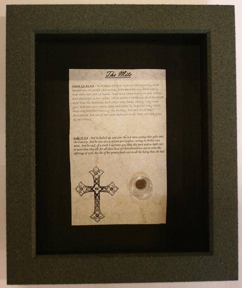 CLEARANCE SALE - FRAMED ancient Jewish coins, "Widow Mite" bronze prutah over 2000 years old