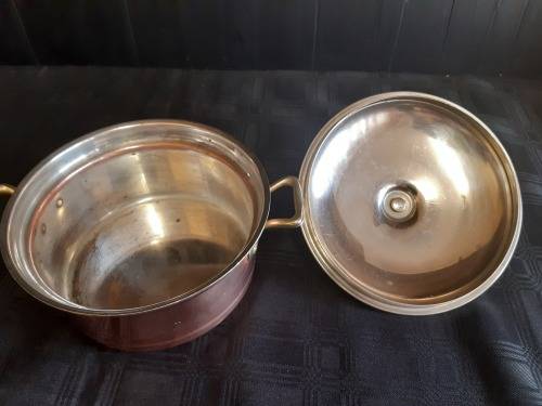 AWESOME ANTIQUE CHRISTIAN WAGNER MADE IN GERMANY COPPER POT WITH BRASS HANDLES AND FINIAL