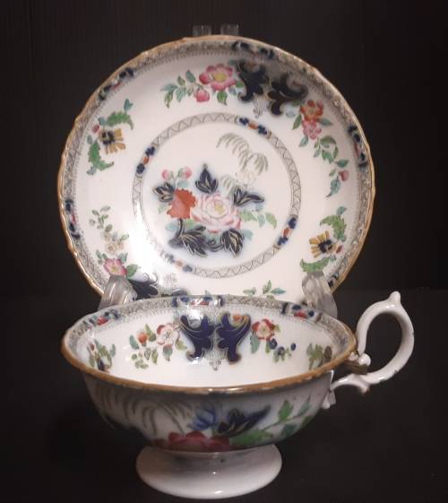 STUNNING ANTIQUE IMPERIAL STONE CHINA  CHINOISERIE TEA DUO