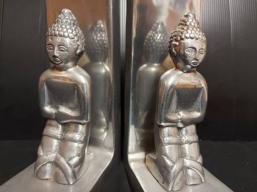 BEAUTIFUL CAST ALUMINIUM THAI BUDDHAS BOOKENDS