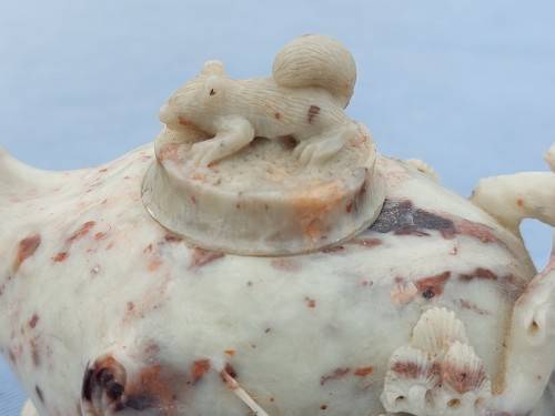 STUNNING INTRICATELY CARVED ORIENTAL VINTAGE STONE TEAPOT