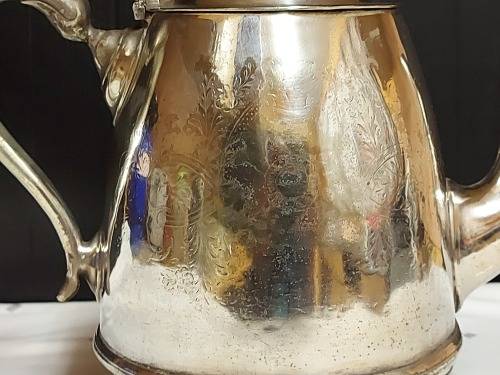 AMAZING FIND! UNION CASTLE LINE 1900 LATE VICTORIAN LARGE  SILVER PLATED TEA POT WITH BASE