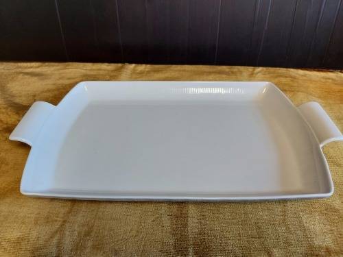 STUNNING LE CREUSET LARGE WHITE CERAMIC TWIN HANDLED RECTANGULAR PLATTER