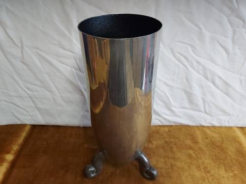 HUGE! CARROL BOYES FUNCTIONAL ART:  VINTAGE EARLY DESIGN VASE ON THREE SOLID, STURDY PEWTER LEGS
