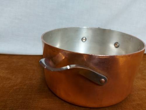 GREAT FIND!  VINTAGE GEORG JENSEN TAVERNA DESIGN SOLID, THICK COPPER POT WITH A SILVER LINING