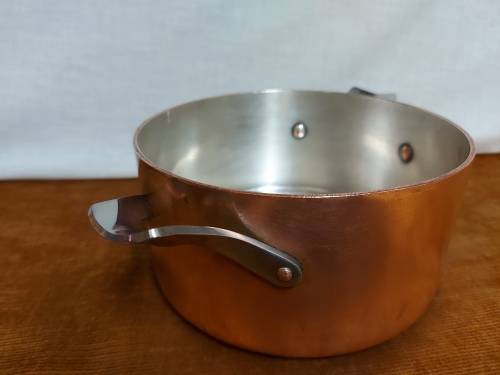GREAT FIND!  VINTAGE GEORG JENSEN TAVERNA DESIGN SOLID, THICK COPPER POT WITH A SILVER LINING