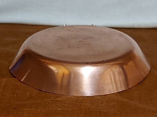 GREAT FIND!  VINTAGE GEORG JENSEN TAVERNA DESIGN SOLID COPPER FLARED SKILLET WITH A SILVER LINING