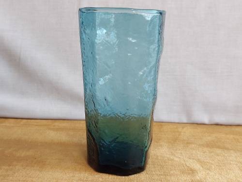 CARROL BOYES FUNCTIONAL ART:  STUNNING SET OF SIX  BLUE CLEAR GLASS TUMBLERS