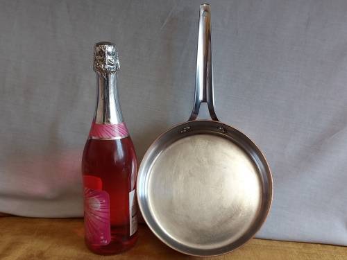 VINTAGE GEORG JENSEN TAVERNA DESIGN SOLID COPPER STRAIGHT SIDED SKILLET WITH A SILVER LINING