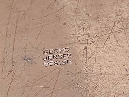 VINTAGE GEORG JENSEN TAVERNA DESIGN SOLID COPPER STRAIGHT SIDED SKILLET WITH A SILVER LINING