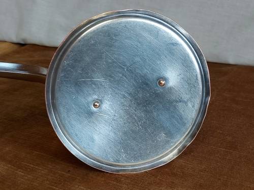 VINTAGE GEORG JENSEN TAVERNA DESIGN SOLID, THICK COPPER PAN HANDLE POT WITH A SILVER LINING