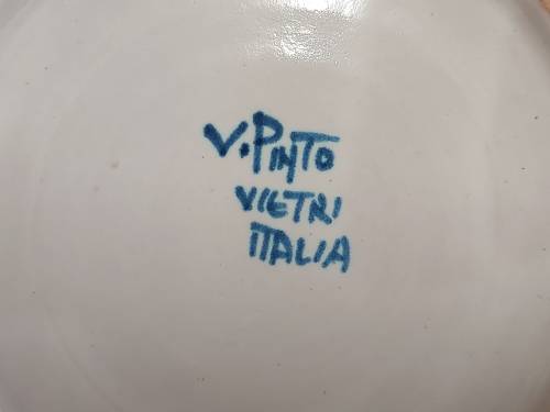 BEAUTIFUL VINTAGE MID-CENTURY V PINTO VIETRI MADE IN ITALY PLATE - STUNNING FLORAL AND EQUINE DESIGN