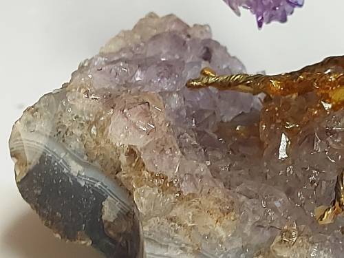 STUNNING AMETHYST CRYSTALS TREE MOUNTED ON A SMALL SEGMENT OF AN AMETHYST GEODE