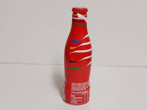 COMMEMORATIVE OLYMPICS METAL/ALUMINIUM COKE BOTTLE, SEALED AND FULL