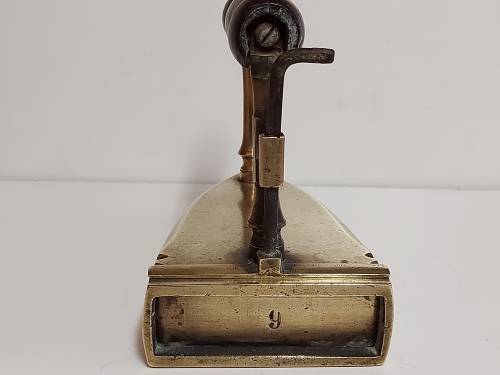 ANTIQUE BRASS SAD NO 9 FLAT CLOTHES IRON WITH A COAL GATE AND CHIMNEY AT THE REAR