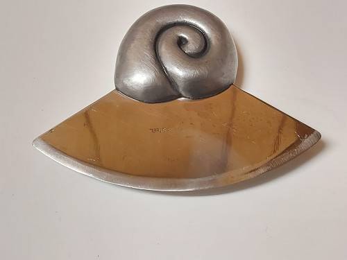 VINTAGE CARROL BOYES FUNCTIONAL ART EARLY DESIGN PEWTER AND STAINLESS STEEL HERB CUTTER